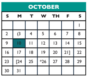District School Academic Calendar for Cedar Valley Middle for October 2016
