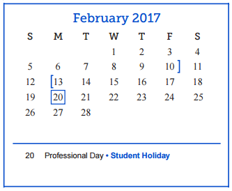 District School Academic Calendar for Lee Middle School for February 2017