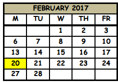 District School Academic Calendar for Indian Trails Middle School for February 2017