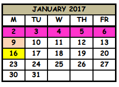 District School Academic Calendar for Wekiva Elementary School for January 2017