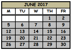 District School Academic Calendar for Indian Trails Middle School for June 2017