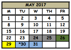 District School Academic Calendar for Wekiva Elementary School for May 2017