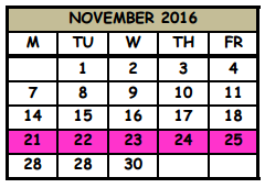 District School Academic Calendar for Wekiva Elementary School for November 2016