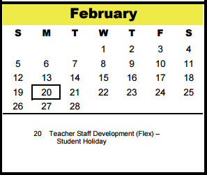 District School Academic Calendar for Memorial Middle for February 2017