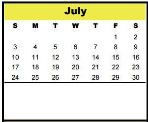 District School Academic Calendar for Memorial Middle for July 2016
