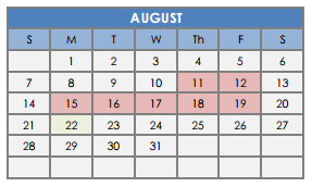 District School Academic Calendar for South Waco Elementary School for August 2016