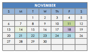 District School Academic Calendar for South Waco Elementary School for November 2016