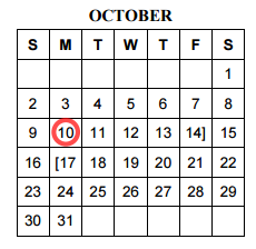District School Academic Calendar for Willis High School for October 2016