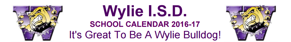 District School Academic Calendar for Wylie Middle
