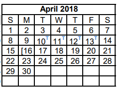 District School Academic Calendar for Dyess Elementary for April 2018