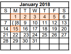 District School Academic Calendar for Dyess Elementary for January 2018