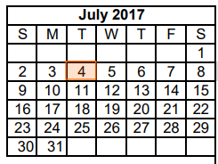 District School Academic Calendar for Dyess Elementary for July 2017