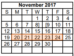 District School Academic Calendar for Dyess Elementary for November 2017