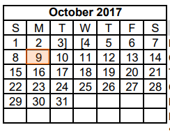 District School Academic Calendar for Dyess Elementary for October 2017