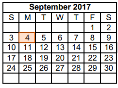 District School Academic Calendar for Dyess Elementary for September 2017