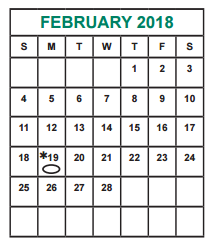 District School Academic Calendar for Albright Middle for February 2018