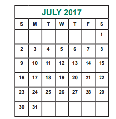 District School Academic Calendar for Albright Middle for July 2017