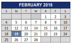 District School Academic Calendar for Allen High School for February 2018