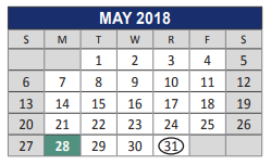District School Academic Calendar for Allen High School for May 2018