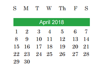 District School Academic Calendar for Allison Elementary for April 2018