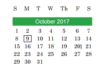 District School Academic Calendar for Allison Elementary for October 2017
