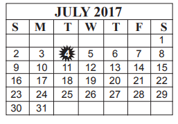 District School Academic Calendar for Dishman Elementary School for July 2017