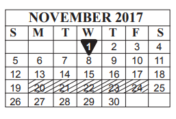 District School Academic Calendar for Dishman Elementary School for November 2017