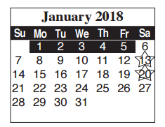 District School Academic Calendar for Egly Elementary for January 2018