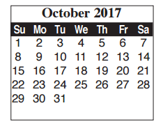 District School Academic Calendar for Egly Elementary for October 2017