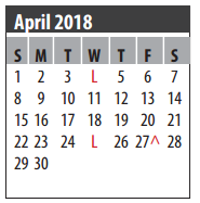 District School Academic Calendar for Creekside Intermediate for April 2018