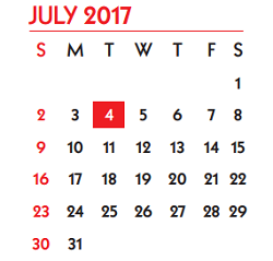 District School Academic Calendar for Driscoll Middle School for July 2017