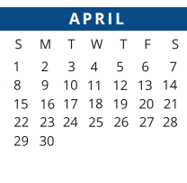 District School Academic Calendar for Kahla Middle School for April 2018