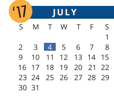 District School Academic Calendar for Cy-fair High School for July 2017