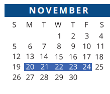 District School Academic Calendar for Cy-fair High School for November 2017