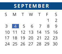 District School Academic Calendar for Kahla Middle School for September 2017