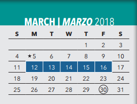District School Academic Calendar for Gabe P Allen Elementary School for March 2018