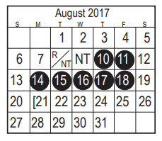 District School Academic Calendar for Bonnette Jr High for August 2017