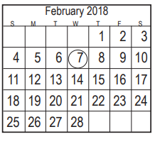 District School Academic Calendar for Bonnette Jr High for February 2018