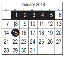District School Academic Calendar for Bonnette Jr High for January 2018