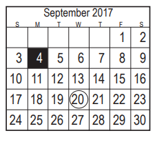 District School Academic Calendar for Bonnette Jr High for September 2017