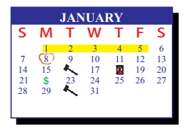 District School Academic Calendar for J J A E P for January 2018