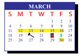 District School Academic Calendar for J J A E P for March 2018