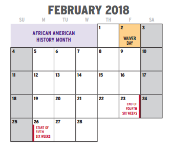 District School Academic Calendar for J T Stevens Elementary for February 2018