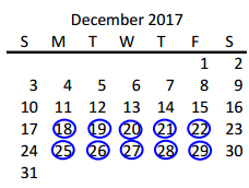 District School Academic Calendar for Frisco High School for December 2017