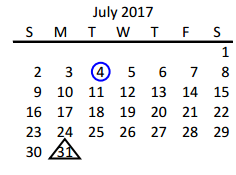 District School Academic Calendar for Liberty High School for July 2017