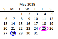 District School Academic Calendar for Liberty High School for May 2018