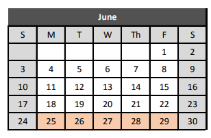 District School Academic Calendar for Florence Elementary for June 2018