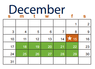 District School Academic Calendar for Ellison High School for December 2017