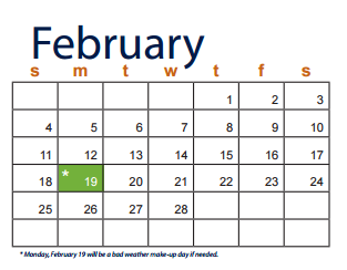 District School Academic Calendar for Ellison High School for February 2018