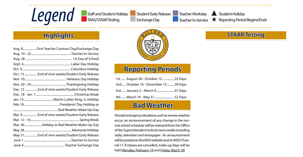 District School Academic Calendar Key for Nolan Middle School